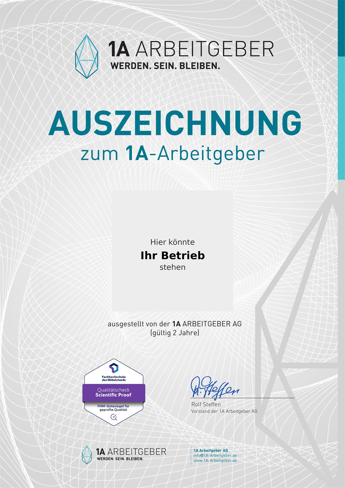 Urkunde 1A Arbeitgeber